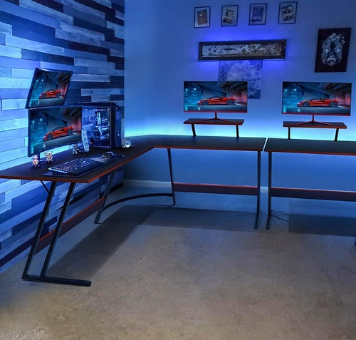 L-förmiger Gaming-Schreibtisch mit Monitorerhöhung – 51 Zoll Eckschreibtisch