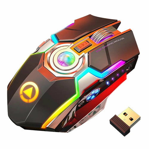 Kabellose RGB Gaming-Maus mit Akku und Stummschaltung