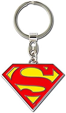 Logoshirt Superman Chrome Metal Keychain - DC Comics Logo Key Ring/Keychain, approx. 5 x 4 cm, red/yellow - Officially Licensed Fan Merchandise