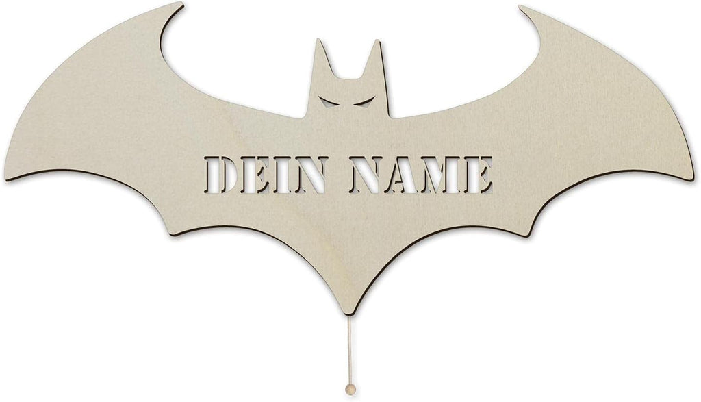 Namofactur® - LED Decorative Night Light Bat Personalized with Desired Name Laser Engraving Wall Lamp Kids' Room Living Room Gift