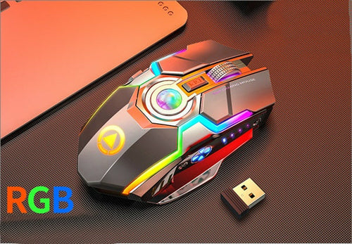 Kabellose RGB Gaming-Maus mit Akku und Stummschaltung