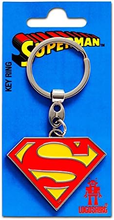 Logoshirt Superman Chrome Metal Keychain - DC Comics Logo Key Ring/Keychain, approx. 5 x 4 cm, red/yellow - Officially Licensed Fan Merchandise