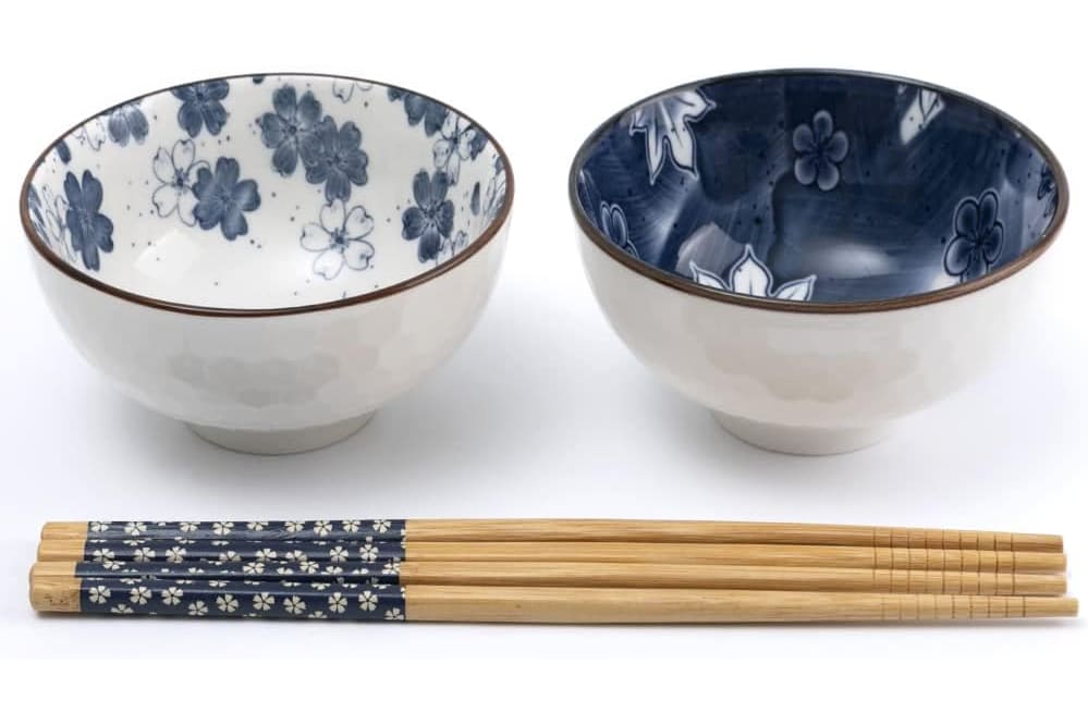 Lachineuse - 2er Set Maneki Neko-Schalen – Müslischalen, Reisschüsseln, Suppenschalen – Japanisches Geschirr aus Porzellan – Geschenckset mit Essstäbchen – Katze Glücksbringer – Japan China Kawai Deko
