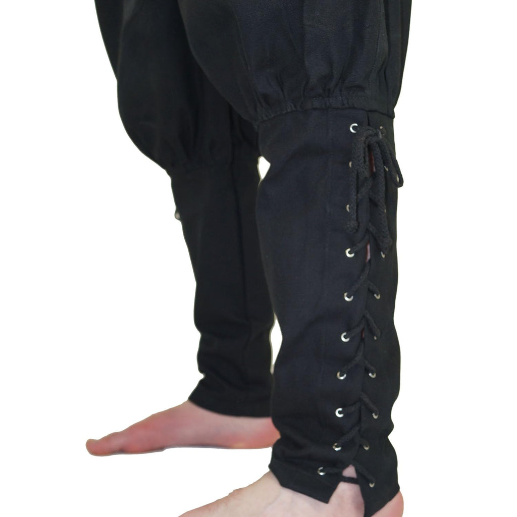 MAYLYNN Mittelalter Hose mit Taschen und Schnürung Wikinger Kelte, schwarz, Größe:L