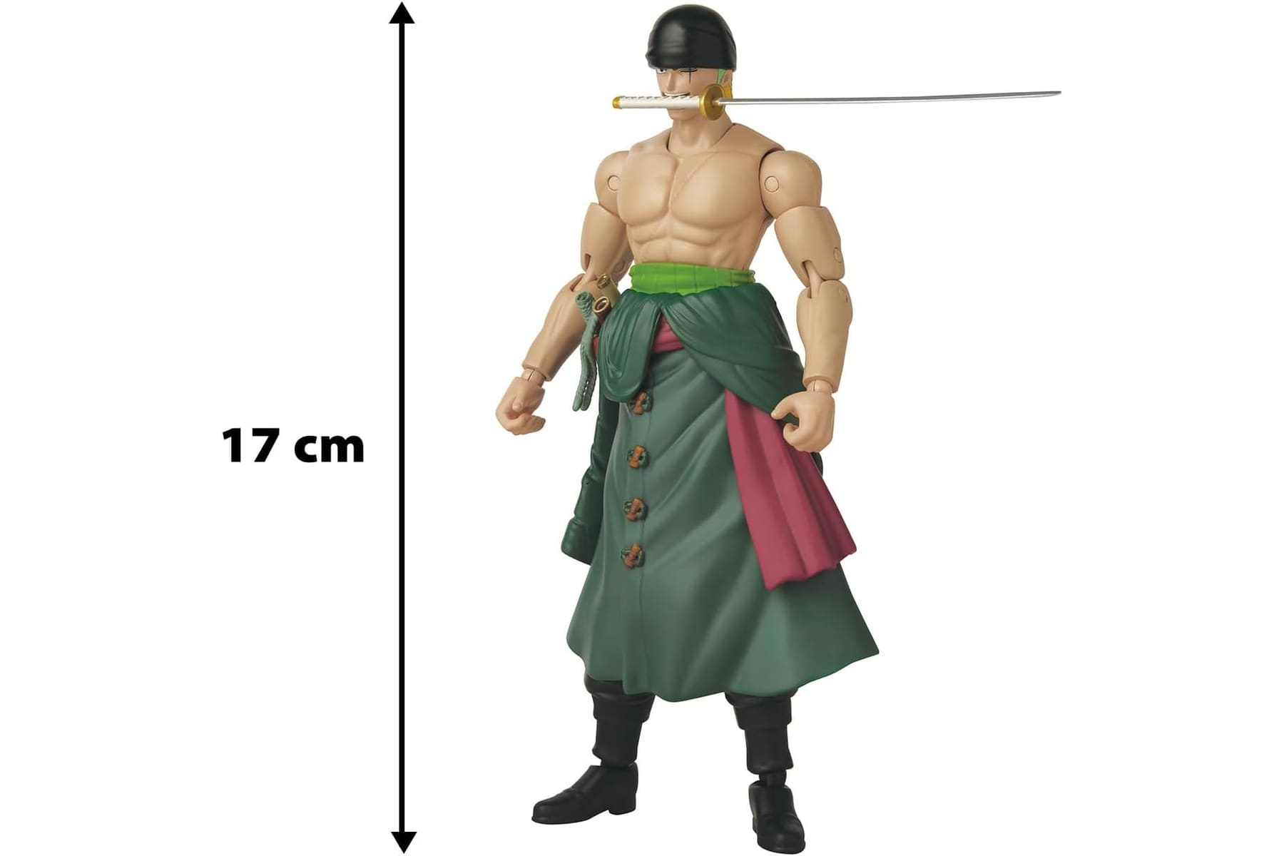 BANDAI – Anime Heroes – One Piece Figur – Lorenor Zorro 17 cm Three Sword Style – Offizielle Lizenz One Piece – Bewegliche Manga Figur Zorro 3 Schwerter – Spielzeug für Kinder ab 4 Jahren – 37052