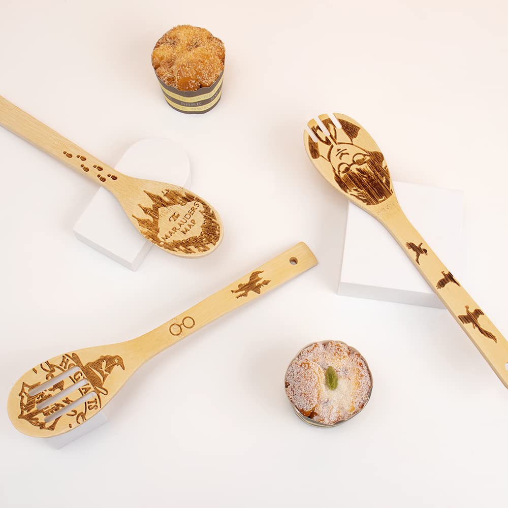 Gravierte Holzlöffel-Set mit 5 – Lustige Harry Geschenke Kochlöffel, Küchenutensilien zum Kochen, Einweihungsgeschenk, Harry Weihnachten Geschenke für Frauen oder Männer (Küche/Deko)