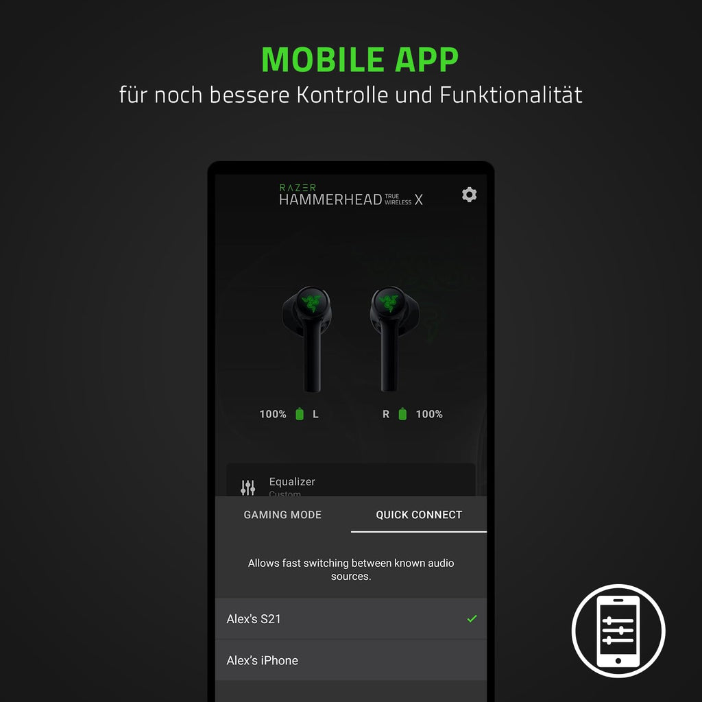 Razer Hammerhead HyperSpeed - Drahtlose Multiplattform-Gaming in ear Kopfhörer für Xbox (True Wireless Gaming Earbuds mit HyperSpeed Wireless & Bluetooth 5.3, Chroma RGB) Schwarz