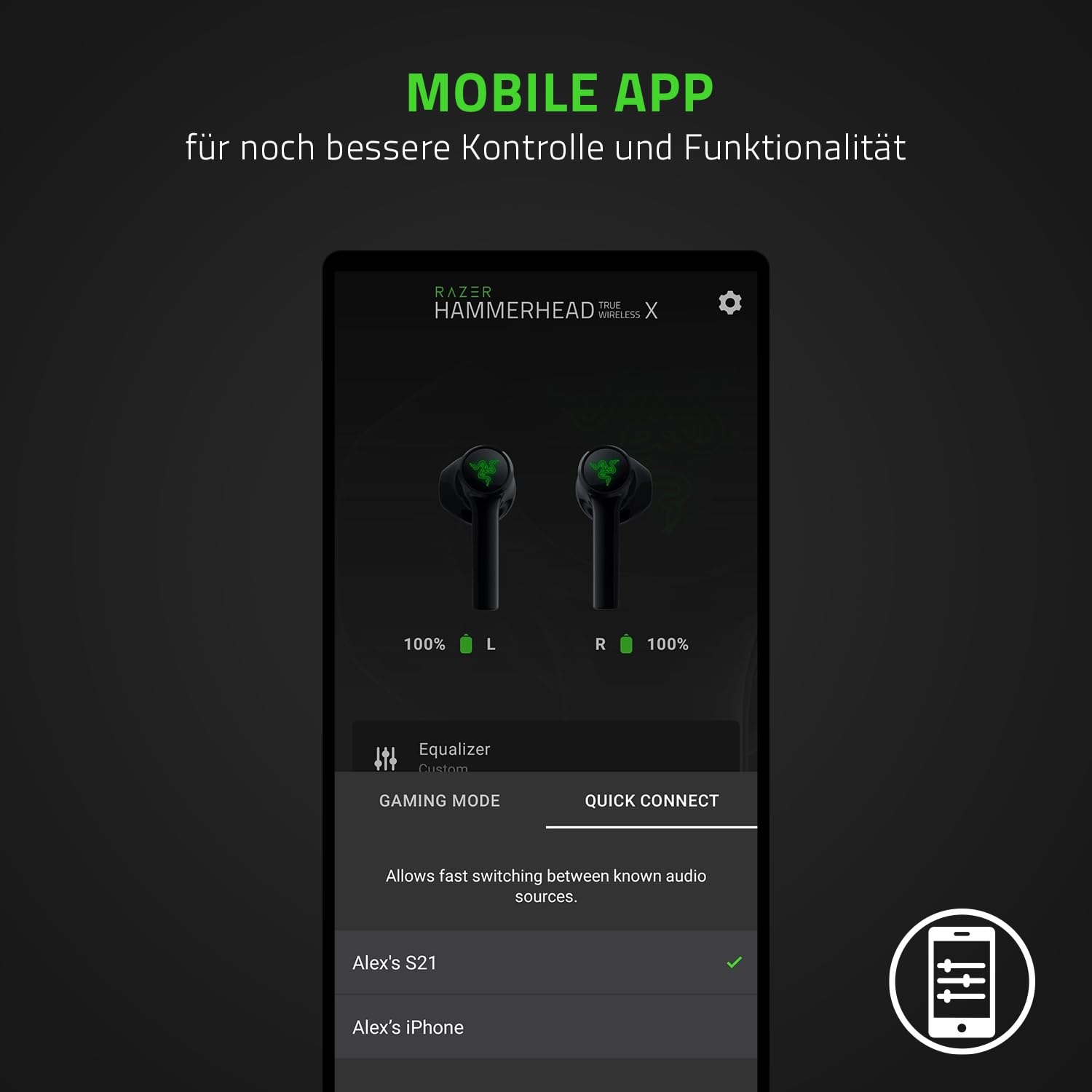 Razer Hammerhead HyperSpeed - Drahtlose Multiplattform-Gaming in ear Kopfhörer für Xbox (True Wireless Gaming Earbuds mit HyperSpeed Wireless & Bluetooth 5.3, Chroma RGB) Schwarz