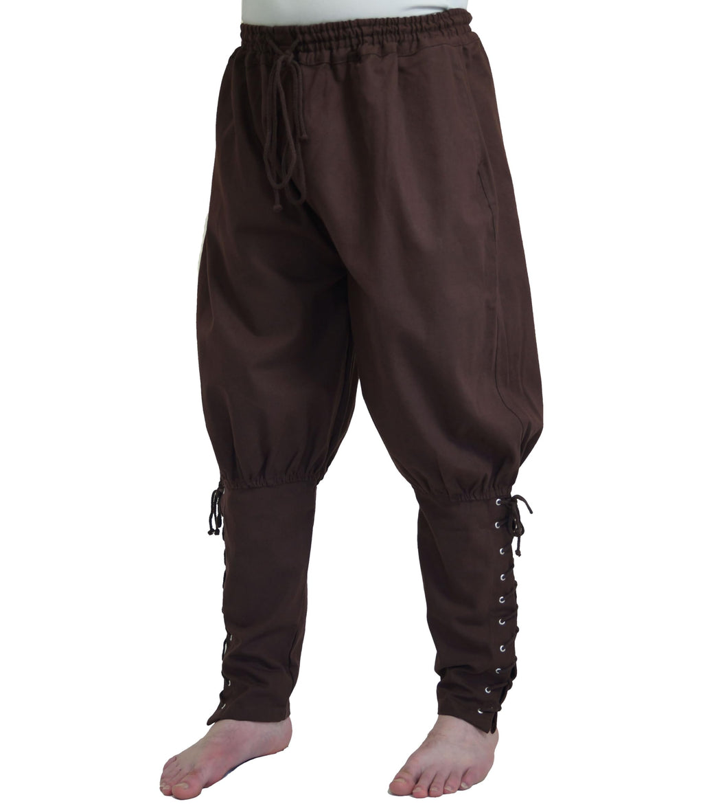 MAYLYNN Mittelalter Hose mit Taschen und Schnürung Wikinger Kelte, schwarz, Größe:L