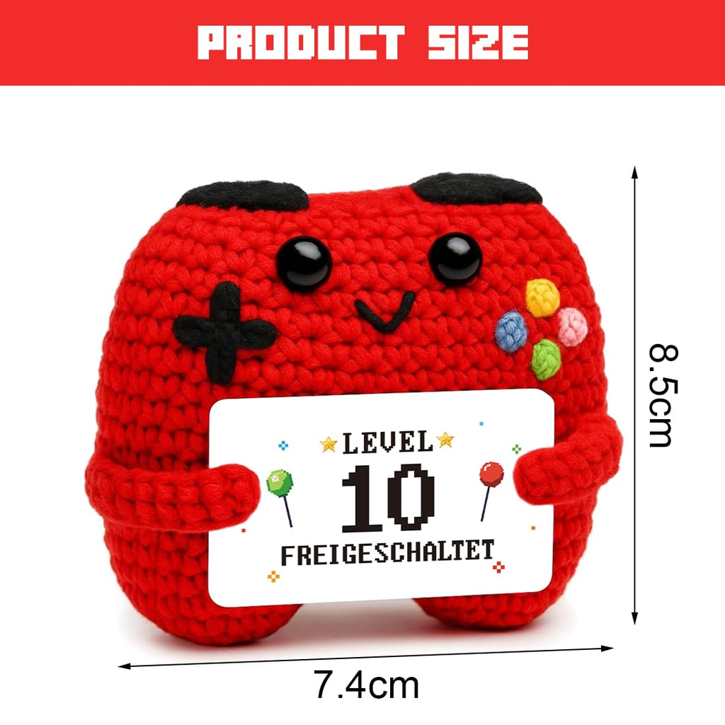 HUKUMA Gehäkelter Gamecontroller, EIN Gamer altert Nicht er levelt, Geschenk zum Geburtstag für Zocker, Pocket Hug Positive Plüsch,Lustige Kleines Geburtstagsgeschenk für Jungen, Nerds und Mädchen