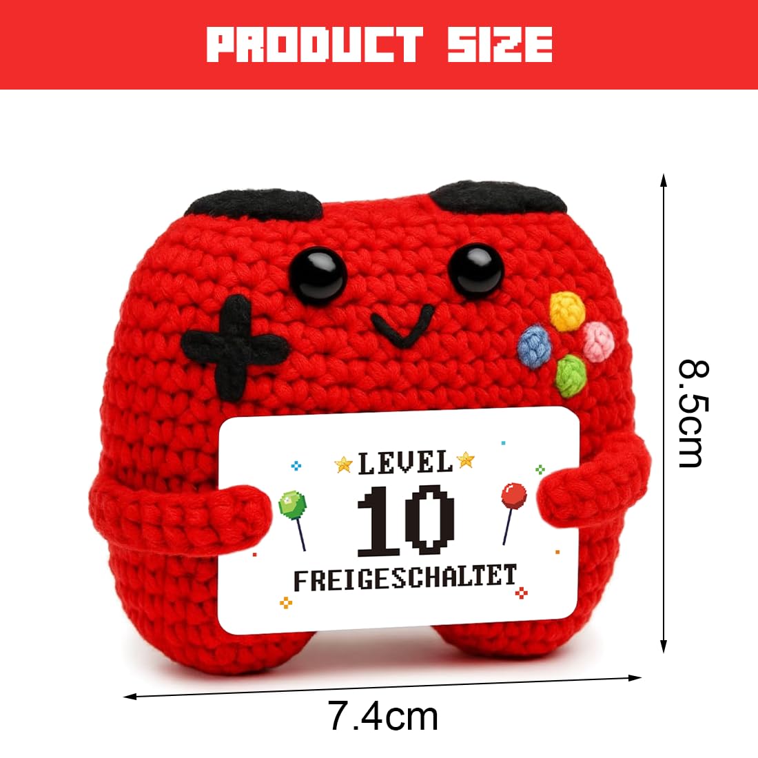 HUKUMA Gehäkelter Gamecontroller, EIN Gamer altert Nicht er levelt, Geschenk zum Geburtstag für Zocker, Pocket Hug Positive Plüsch,Lustige Kleines Geburtstagsgeschenk für Jungen, Nerds und Mädchen