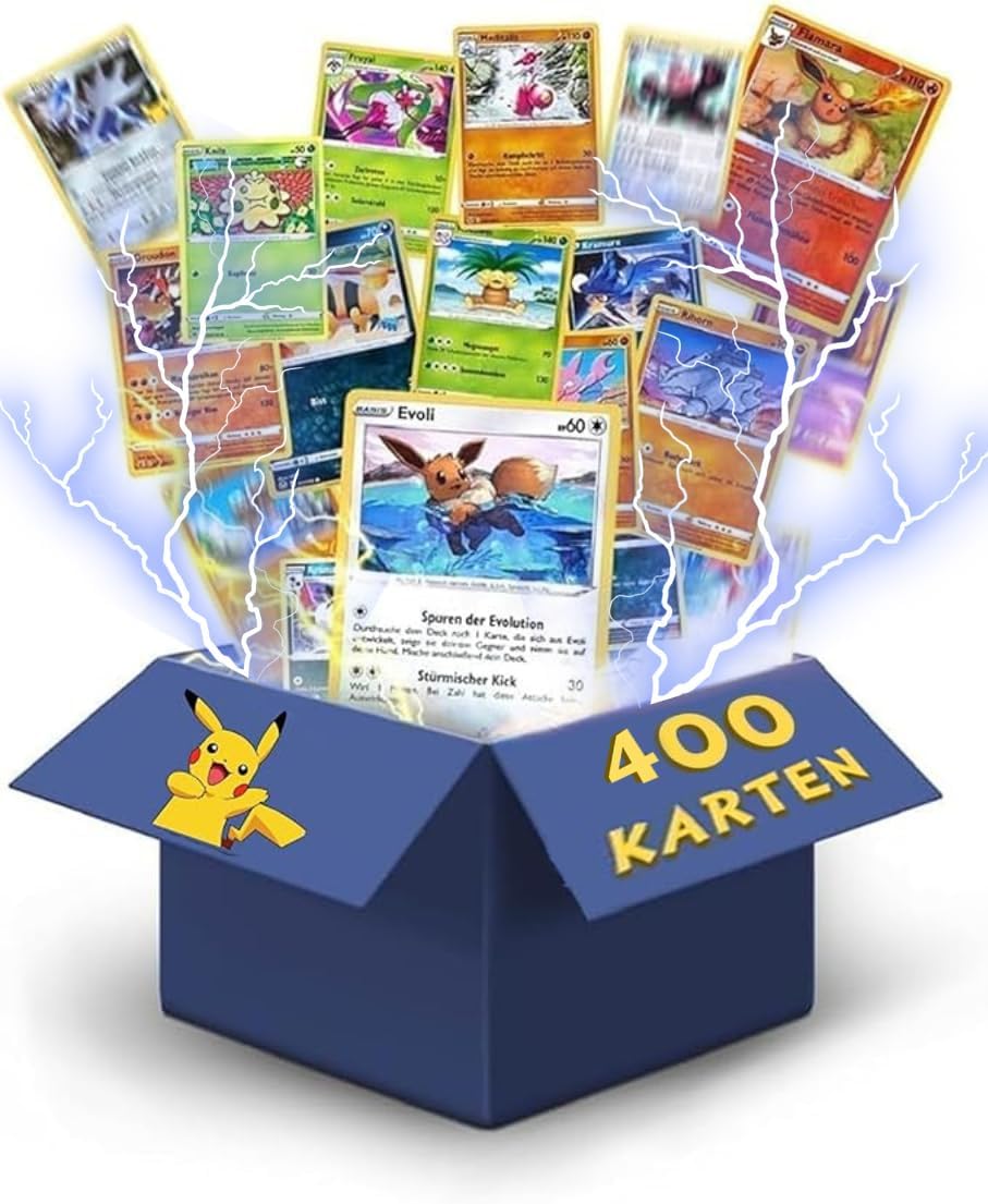 400x Pokémon Cards German 20 Holo or Reverse Holo - 330x Common - 50x Energy Cards - Original Cards from Current Sets Random Selection Collectible Cards + Heartforcards® Shipping Protection