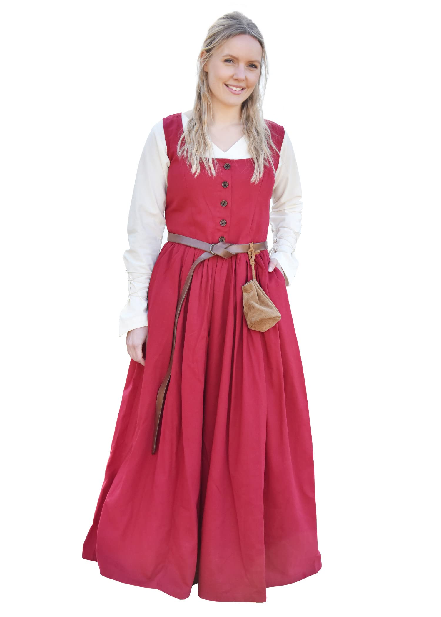 Battle-Merchant - Ärmelloses Mittelalter Kleid Lene für Damen - mit Taschen - Trägerkleid Bauernkleid Überkleid Mieder - Baumwolle