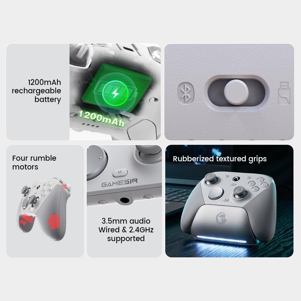 GameSir G7 Pro 1000Hz Controller mit Ladestation für Xbox Series X|S, Xbox One, Windows 10/11 & Android – TMR Joysticks, verstellbare Trigger & 4 programmierbare Tasten – Shadow Ember