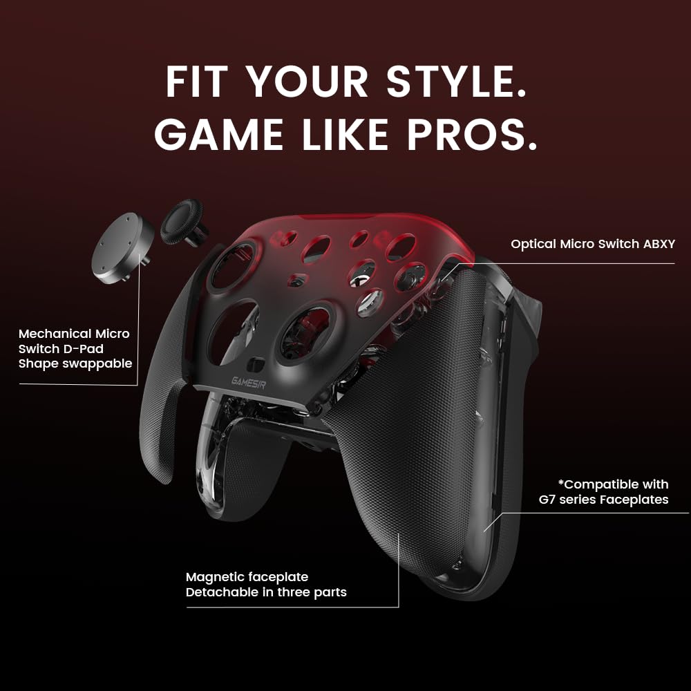 GameSir G7 Pro 1000Hz Controller mit Ladestation für Xbox Series X|S, Xbox One, Windows 10/11 & Android – TMR Joysticks, verstellbare Trigger & 4 programmierbare Tasten – Shadow Ember