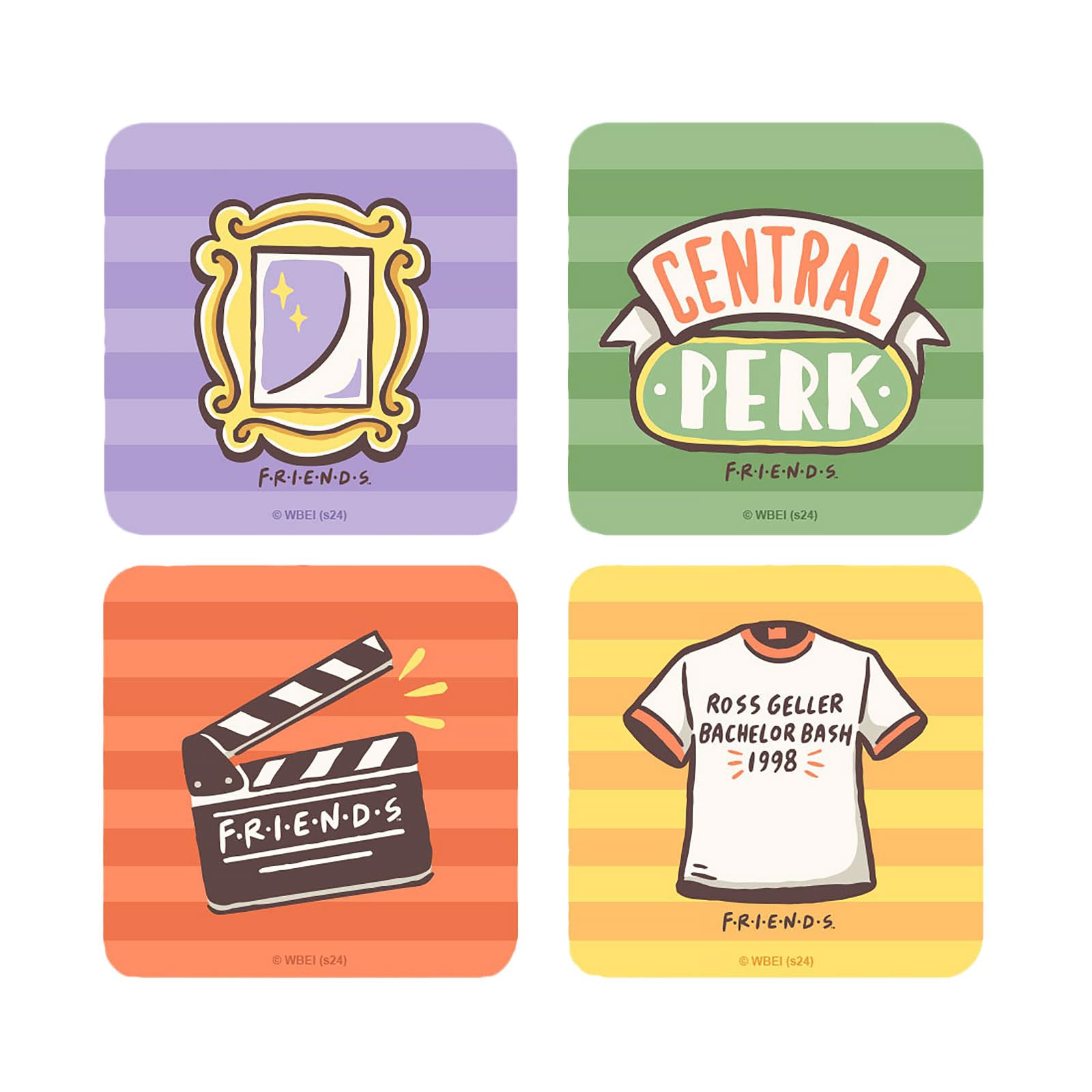 Elbenwald Coaster Set of 4 with different designs and colors - Gift idea - Square glass coasters - for all types of cups - Multicolor - Cork, Plastic (Star Wars)