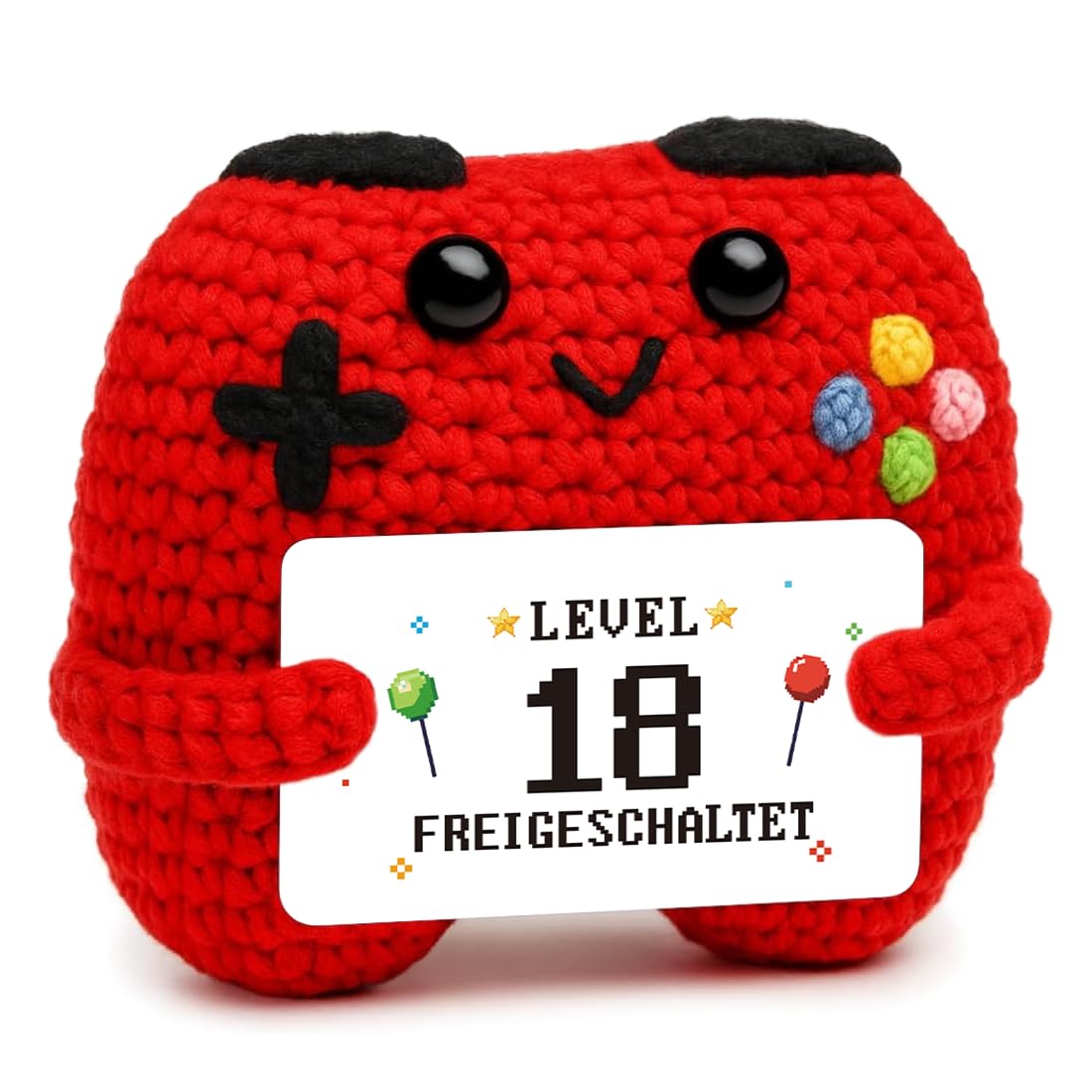 HUKUMA Gehäkelter Gamecontroller, EIN Gamer altert Nicht er levelt, Geschenk zum Geburtstag für Zocker, Pocket Hug Positive Plüsch,Lustige Kleines Geburtstagsgeschenk für Jungen, Nerds und Mädchen