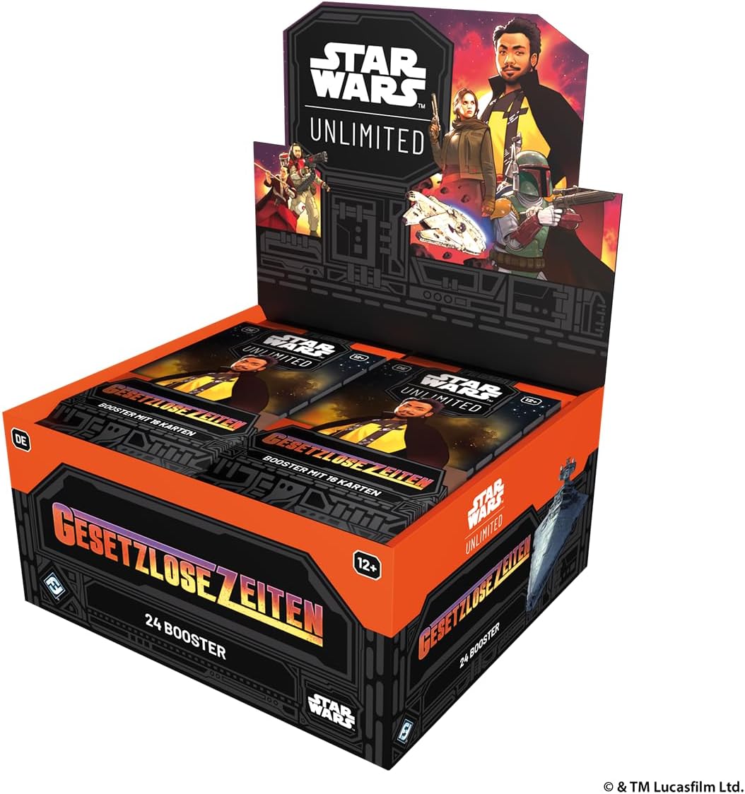 Asmodee - FFG - Star Wars: Unlimited Trading Card Game - Gesetzlose Zeiten - Booster Display (24 Booster Packs), TCG für Kinder und Erwachsene, Alter 12+, 2+ Spieler, 20 Minuten, Deutsch