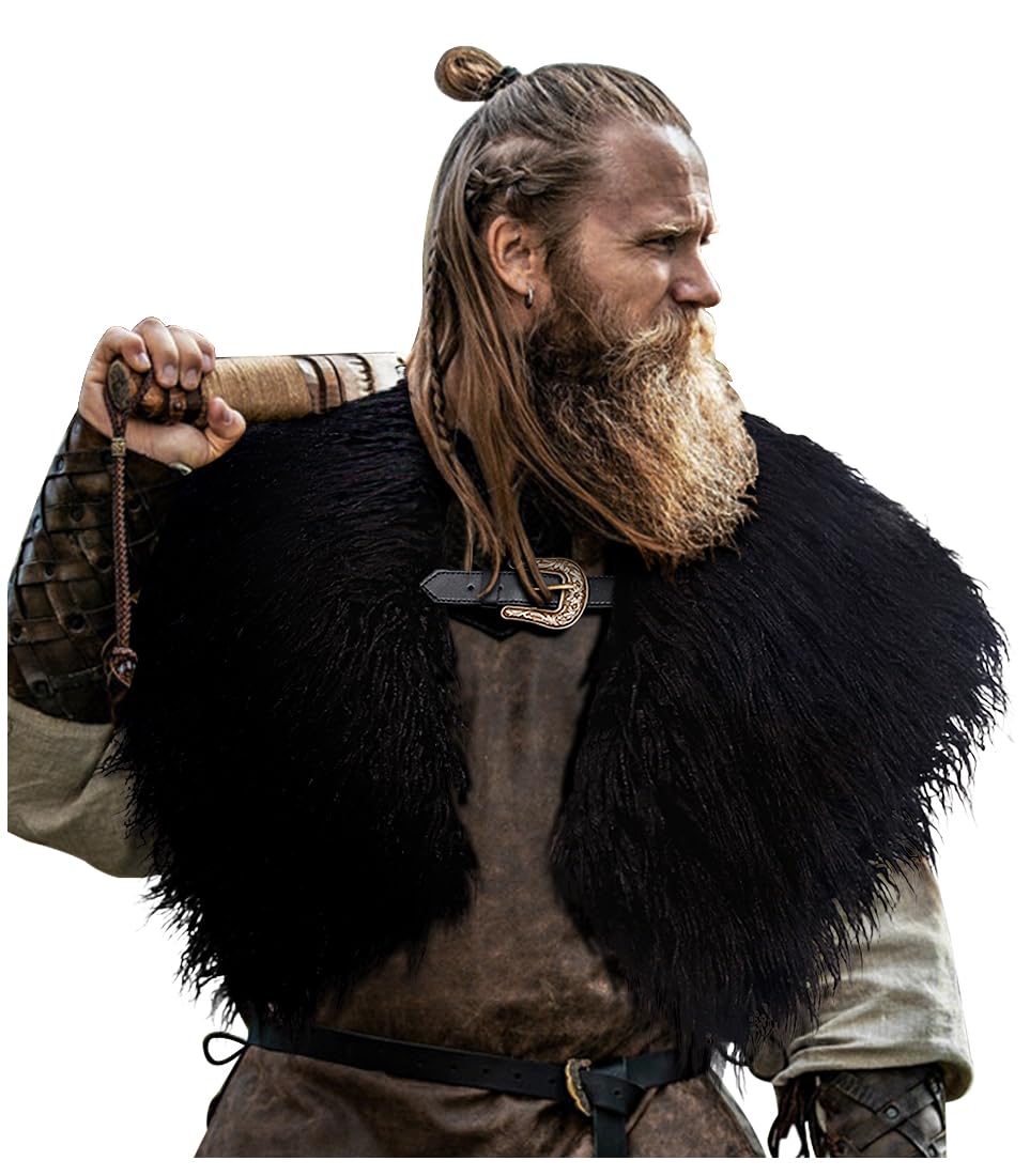 keland Viking Kunstfell Kragen für Männer Schal Capelet Wrap Kostüm Accessoire