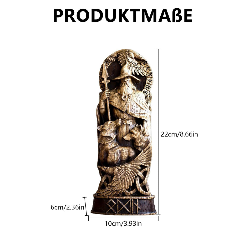 Nordischer Gott Harz Statue, Harz Griechischer Gott Skulptur,22 X 9 cm Nordische Götter Wikinger Deko Statue, für Zuhause Weinschrank Regal Bücherregal (Odin)