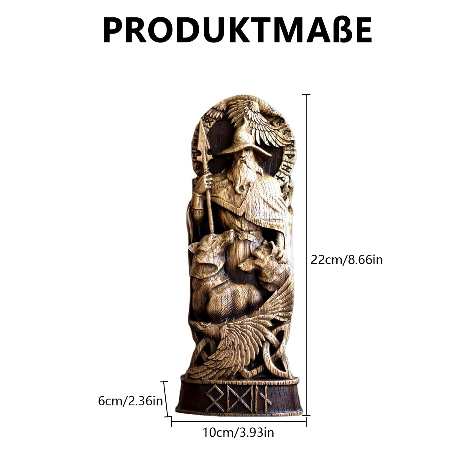 Nordischer Gott Harz Statue, Harz Griechischer Gott Skulptur,22 X 9 cm Nordische Götter Wikinger Deko Statue, für Zuhause Weinschrank Regal Bücherregal (Odin)