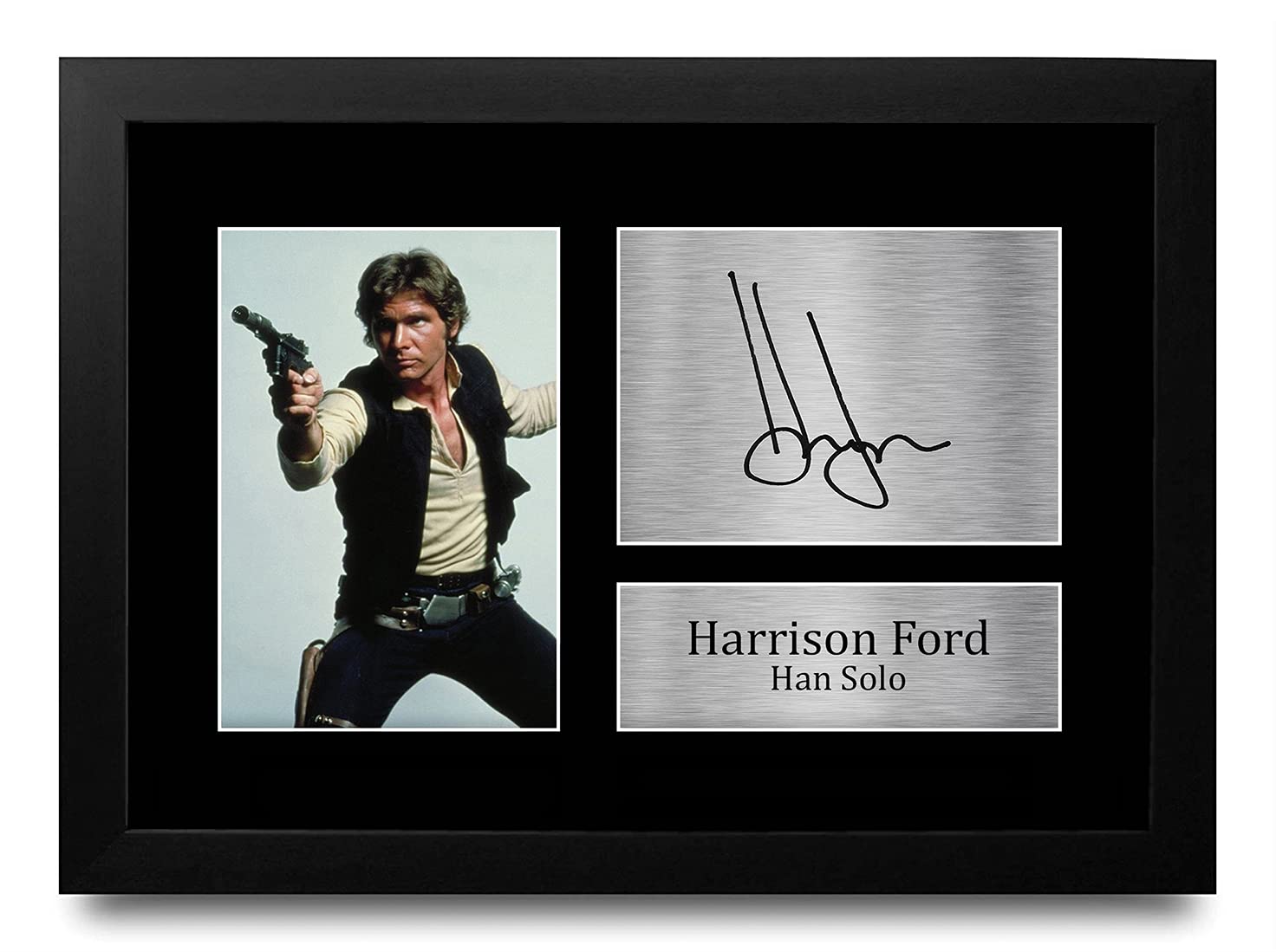 HWC Trading FR A3 Harrison Ford Star Wars Han Solo Geschenke Gedruckt, Signiert Autogramm Bild Display Für Film-Erinnerungsstücke-Fans - A3 Eingerahmt