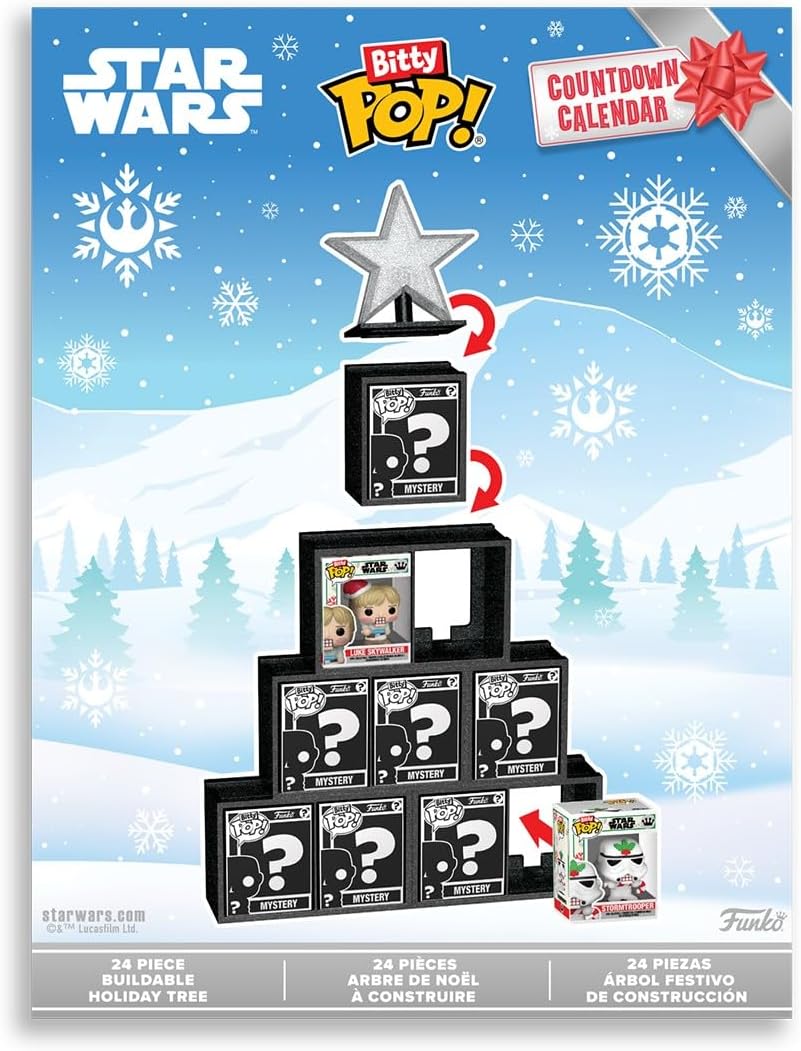 Funko Bitty POP! Countdown Calendar: Star Wars - Adventskalender - 24 Tage voller Überraschungen - Sammelbar Vinyl Mini Figures - Mystery-Box - Geschenkidee - Weihnachts-Countdown