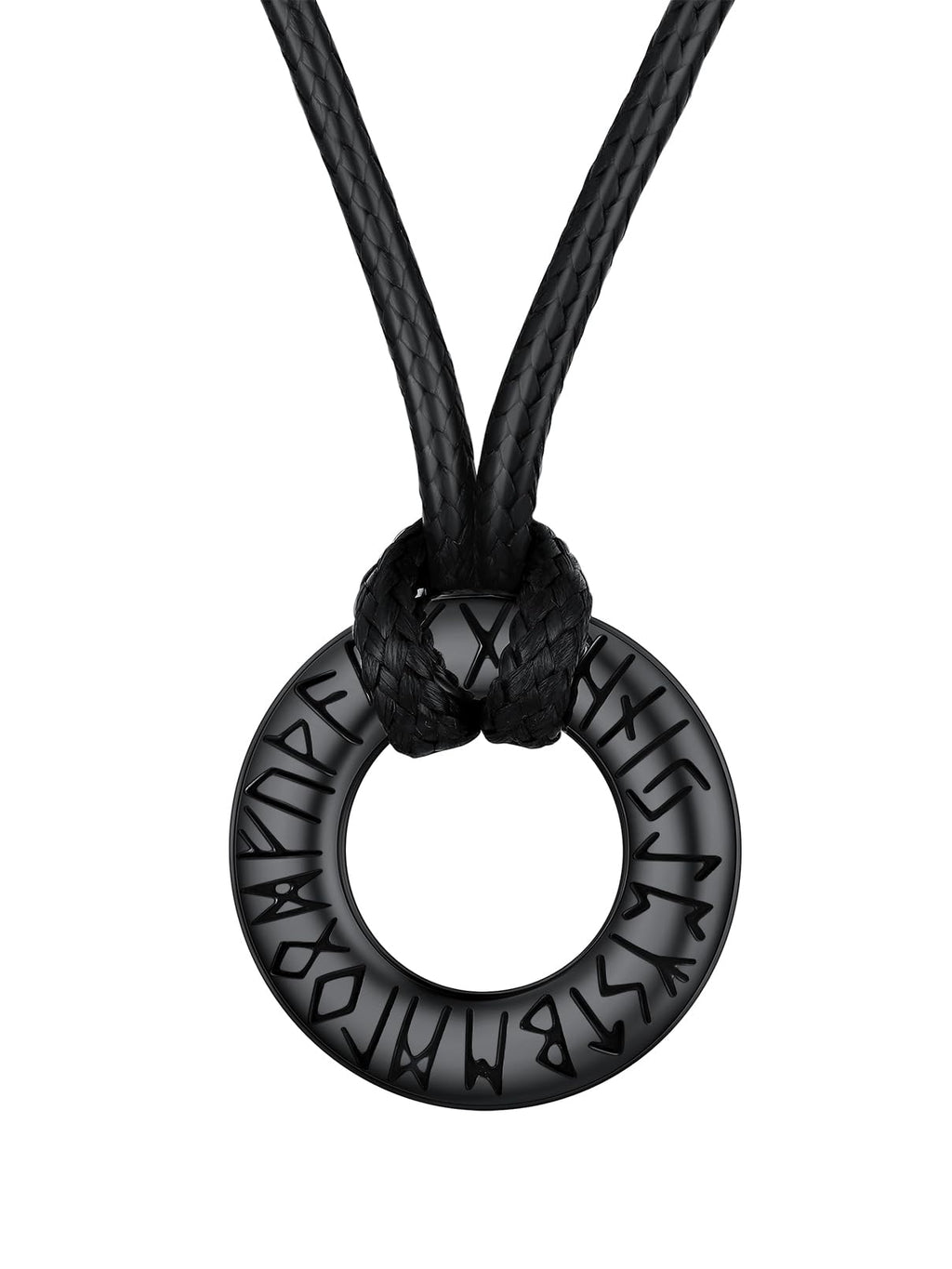 FaithHeart Lederkette Herren Damen Leder Halskette Männer Kette mit Runen Anhänger Edelstahl Lederband mit Mobius Rund/Dreieck/Unendlichkeit Kunstleder Lederhalsband verstellbar Wikinger Schmuck