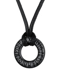 FaithHeart Lederkette Herren Damen Leder Halskette Männer Kette mit Runen Anhänger Edelstahl Lederband mit Mobius Rund/Dreieck/Unendlichkeit Kunstleder Lederhalsband verstellbar Wikinger Schmuck
