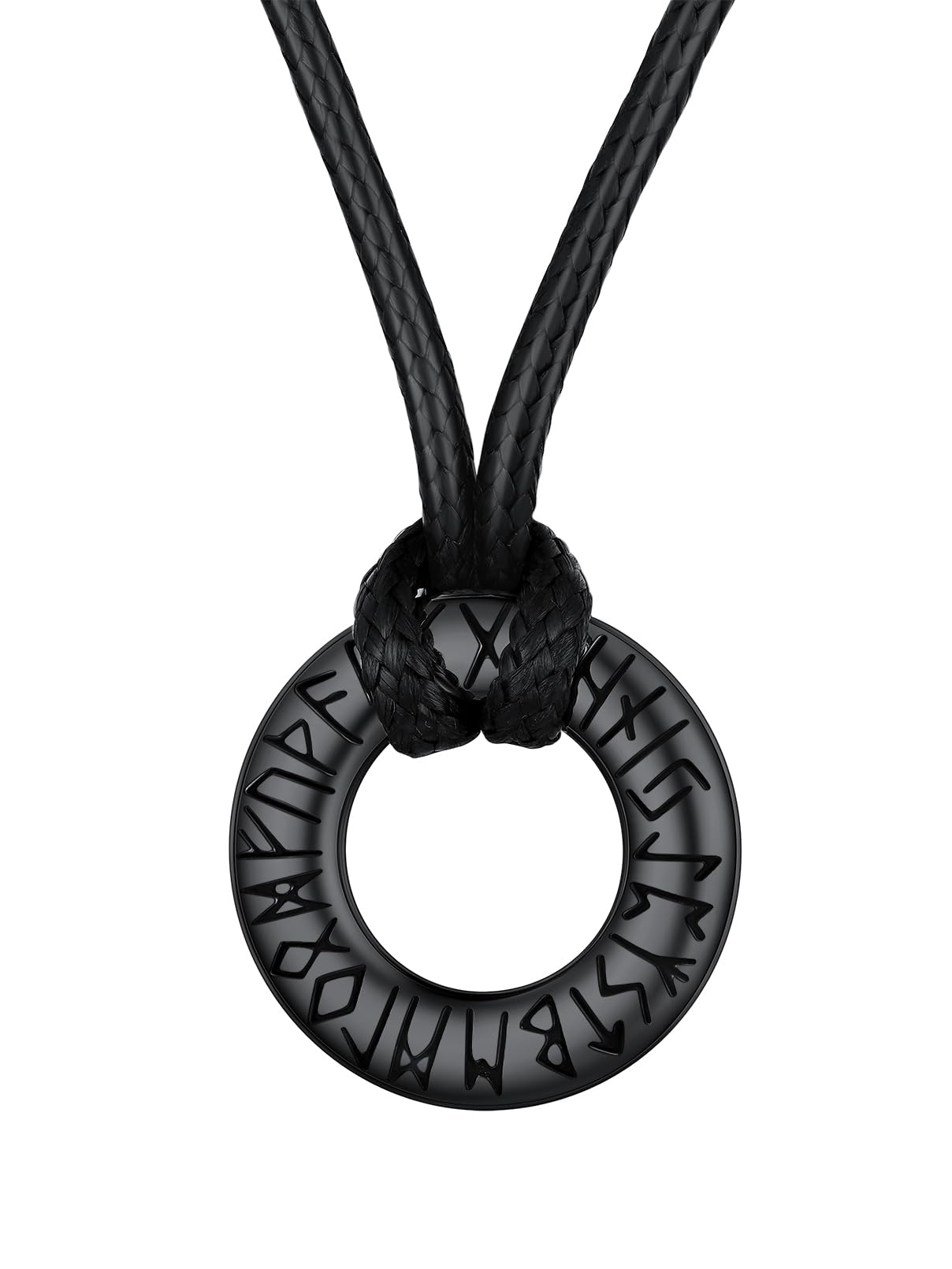 FaithHeart Lederkette Herren Damen Leder Halskette Männer Kette mit Runen Anhänger Edelstahl Lederband mit Mobius Rund/Dreieck/Unendlichkeit Kunstleder Lederhalsband verstellbar Wikinger Schmuck