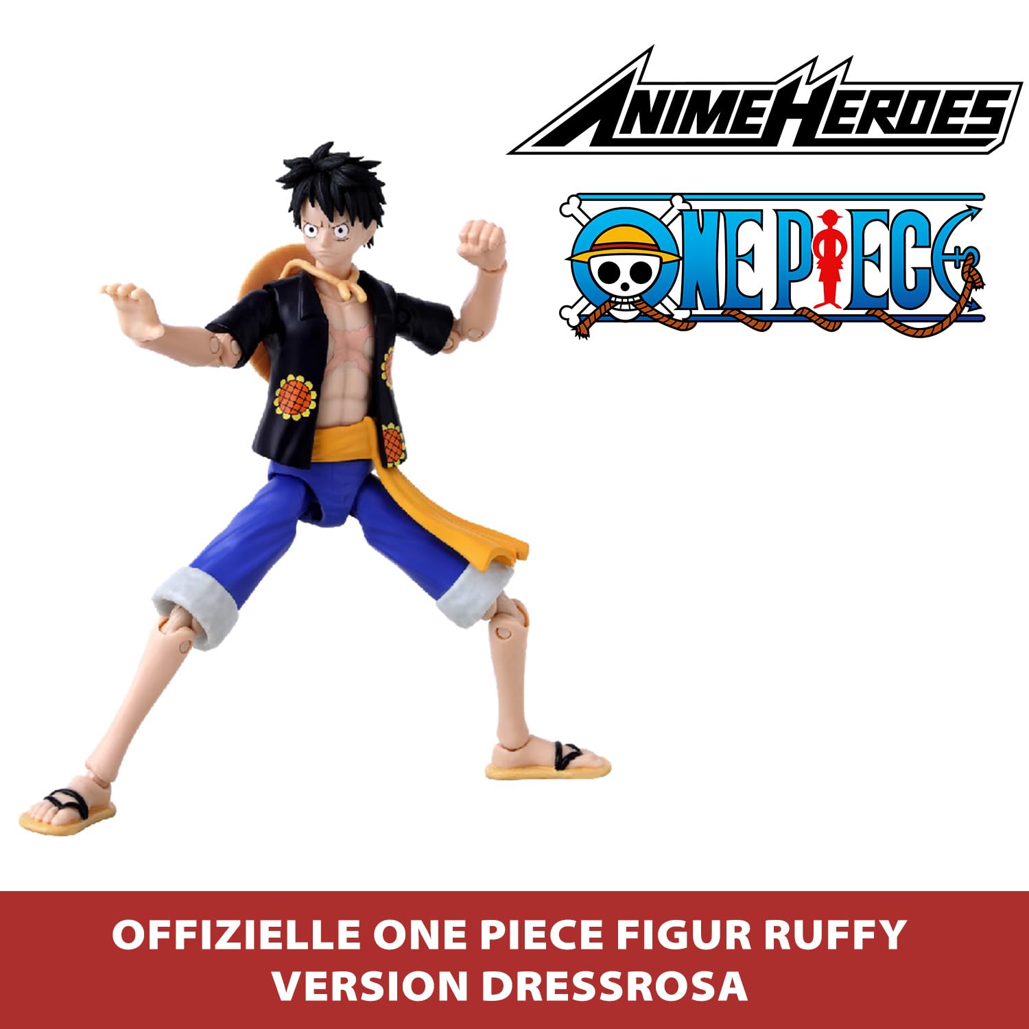 BANDAI – Anime Heroes – One Piece Figur – Lorenor Zorro 17 cm Three Sword Style – Offizielle Lizenz One Piece – Bewegliche Manga Figur Zorro 3 Schwerter – Spielzeug für Kinder ab 4 Jahren – 37052