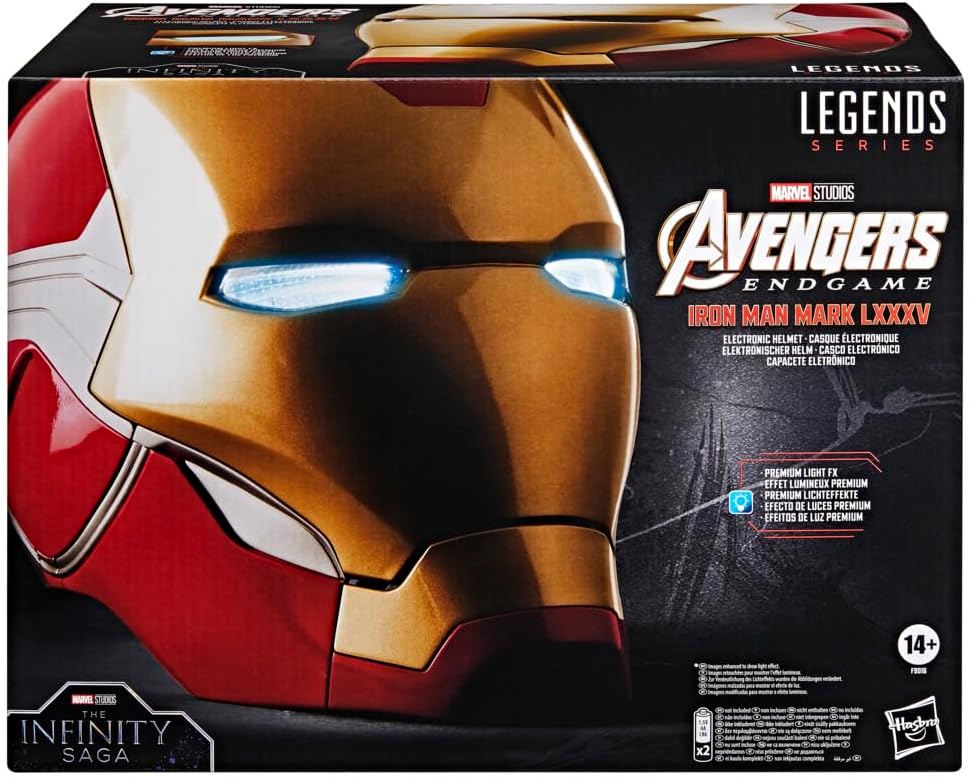 Marvel Legends Series Iron Man Electronic Premium Helmet with Light Effects, Avengers: Endgame Adult Roleplay Item