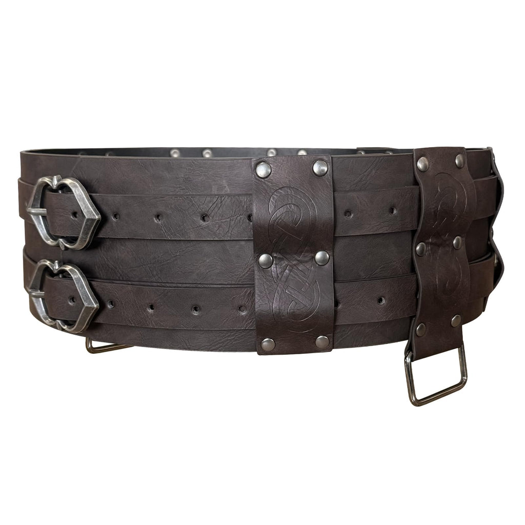 HiiFeuer Wikinger breiter Gürtel, mittelalterlicher Kunstleder Rüstungsgürtel Ritter Korsett Gürtel, LARP Halloween Kostüm