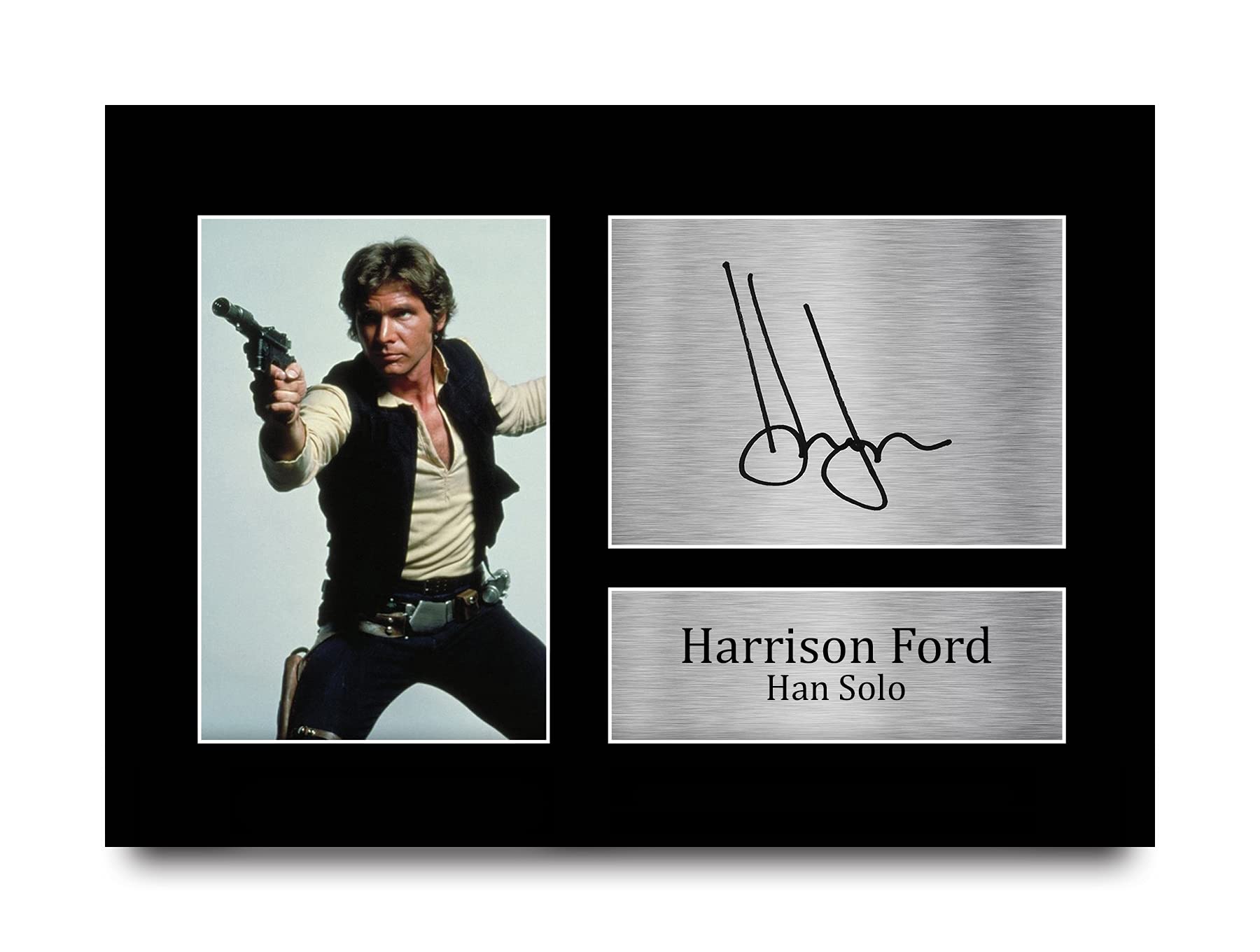 HWC Trading FR A3 Harrison Ford Star Wars Han Solo Geschenke Gedruckt, Signiert Autogramm Bild Display Für Film-Erinnerungsstücke-Fans - A3 Eingerahmt