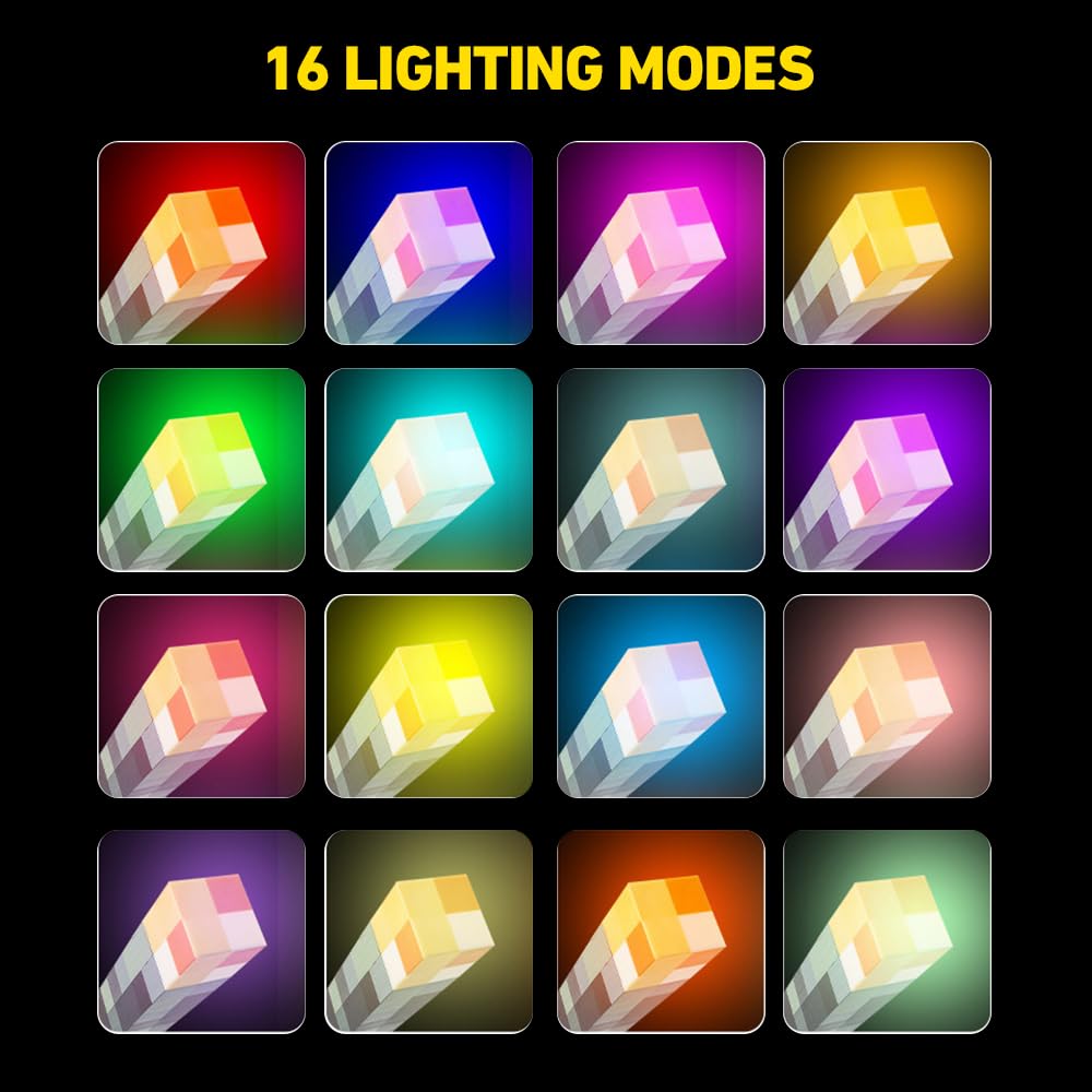 4 Farben Wall Fackel Nachtlicht, 28cm Lampe Fackel Wandlampe, Lampe Fackel beleuchtung mit Sound und Haken, USB wiederaufladbar für 3D Kinderzimmer Gaming Room, Decoration