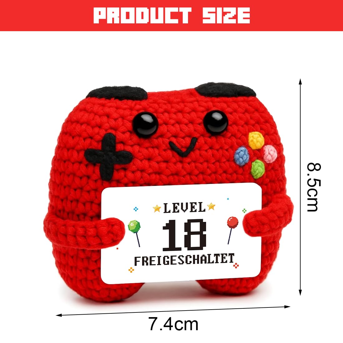 HUKUMA Gehäkelter Gamecontroller, EIN Gamer altert Nicht er levelt, Geschenk zum Geburtstag für Zocker, Pocket Hug Positive Plüsch,Lustige Kleines Geburtstagsgeschenk für Jungen, Nerds und Mädchen