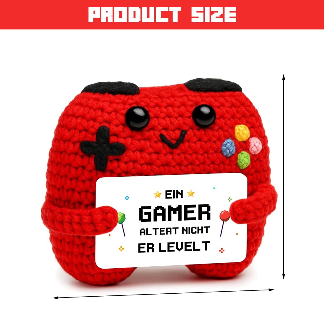 HUKUMA Gehäkelter Gamecontroller, EIN Gamer altert Nicht er levelt, Geschenk zum Geburtstag für Zocker, Pocket Hug Positive Plüsch,Lustige Kleines Geburtstagsgeschenk für Jungen, Nerds und Mädchen