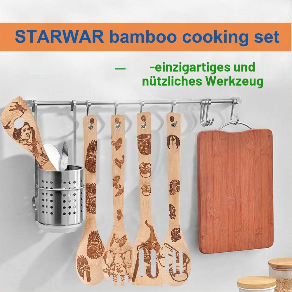 Gravierte Holzlöffel-Set mit 5 – Lustige Harry Geschenke Kochlöffel, Küchenutensilien zum Kochen, Einweihungsgeschenk, Harry Weihnachten Geschenke für Frauen oder Männer (Küche/Deko)