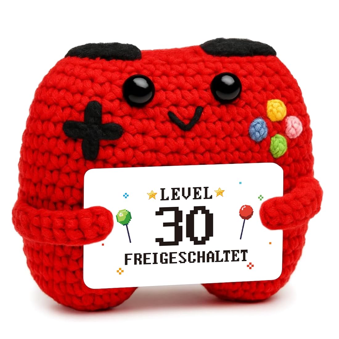 HUKUMA Gehäkelter Gamecontroller, EIN Gamer altert Nicht er levelt, Geschenk zum Geburtstag für Zocker, Pocket Hug Positive Plüsch,Lustige Kleines Geburtstagsgeschenk für Jungen, Nerds und Mädchen