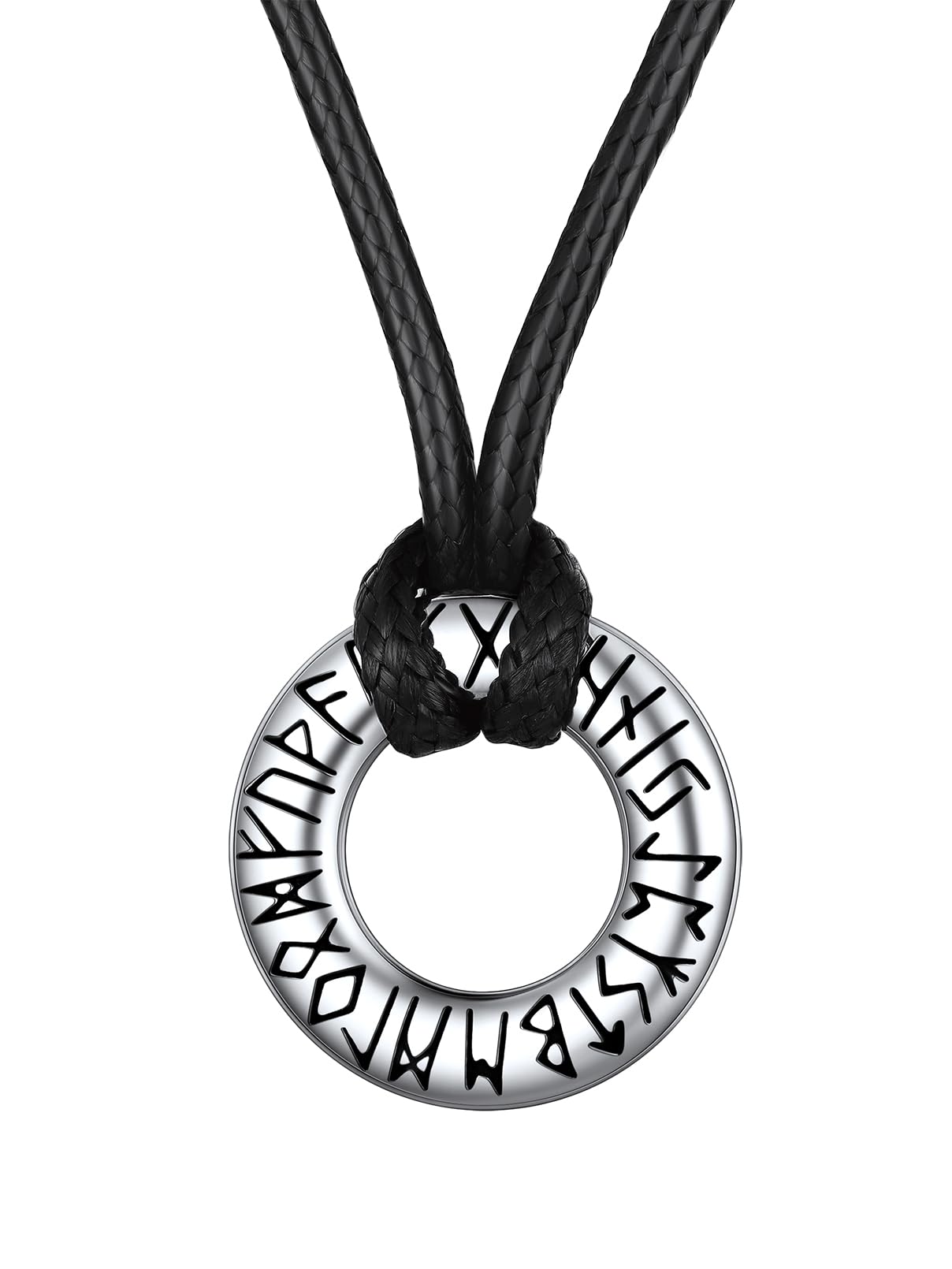 FaithHeart Lederkette Herren Damen Leder Halskette Männer Kette mit Runen Anhänger Edelstahl Lederband mit Mobius Rund/Dreieck/Unendlichkeit Kunstleder Lederhalsband verstellbar Wikinger Schmuck