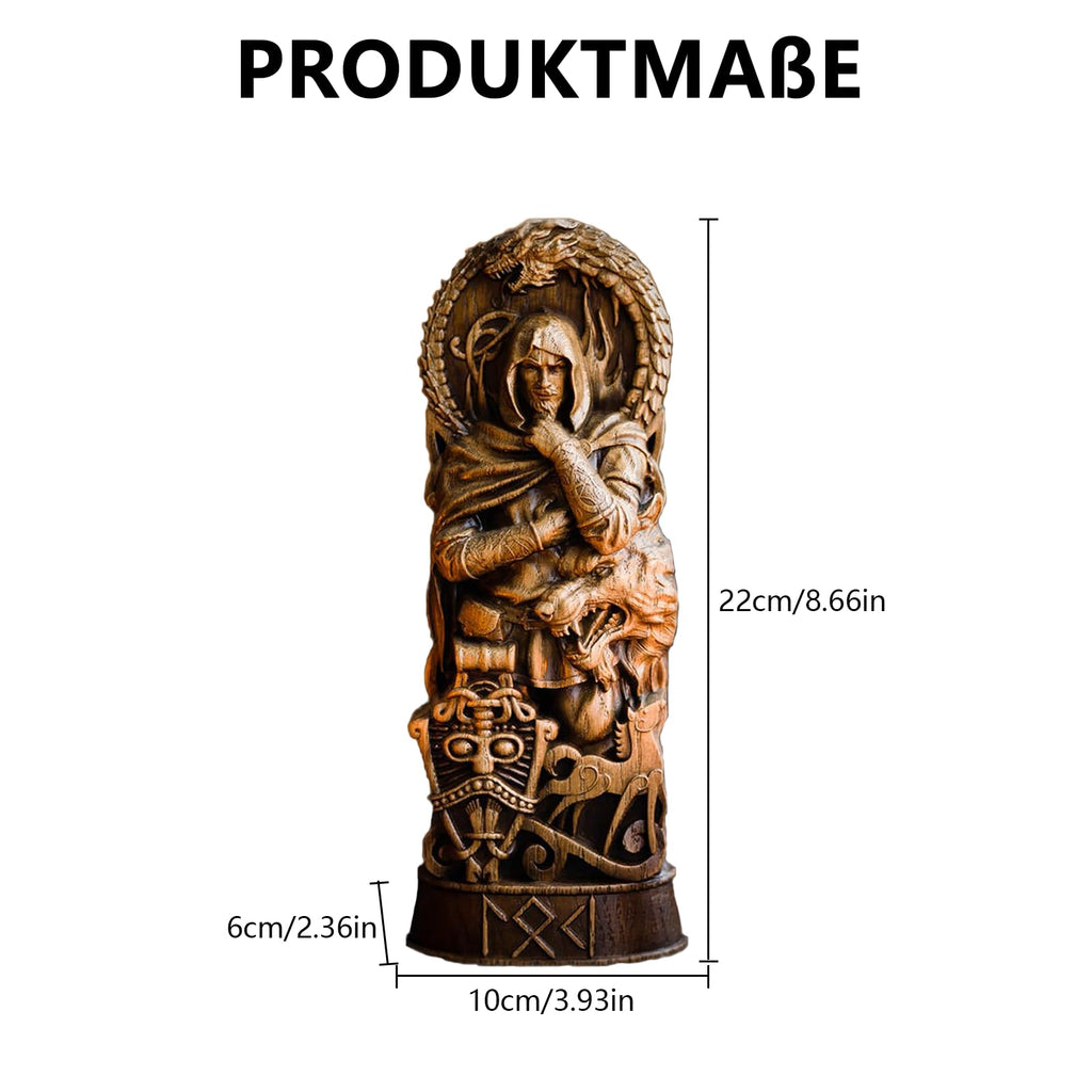 Nordischer Gott Harz Statue, Harz Griechischer Gott Skulptur,22 X 9 cm Nordische Götter Wikinger Deko Statue, für Zuhause Weinschrank Regal Bücherregal (Odin)
