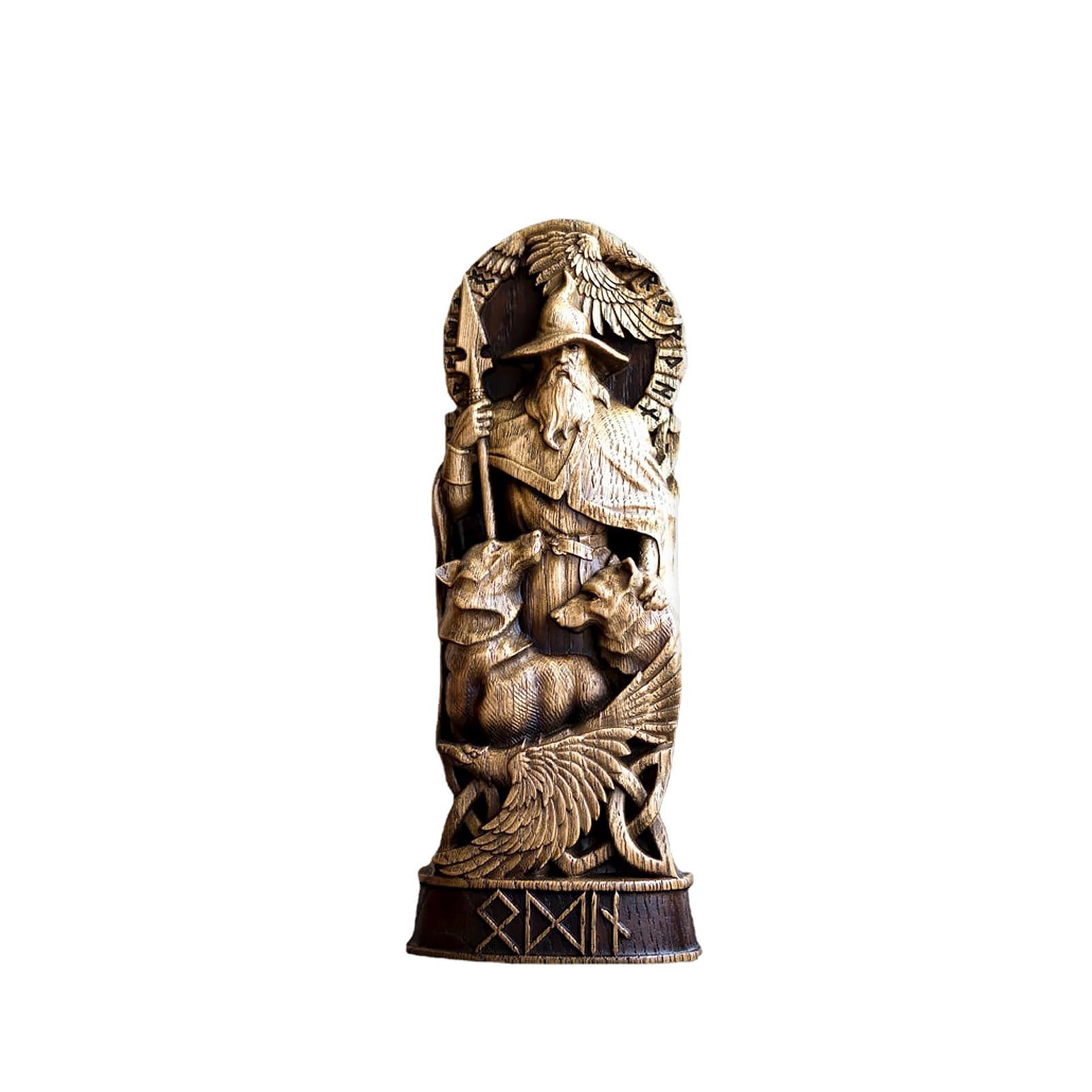 Nordischer Gott Harz Statue, Harz Griechischer Gott Skulptur,22 X 9 cm Nordische Götter Wikinger Deko Statue, für Zuhause Weinschrank Regal Bücherregal (Odin)