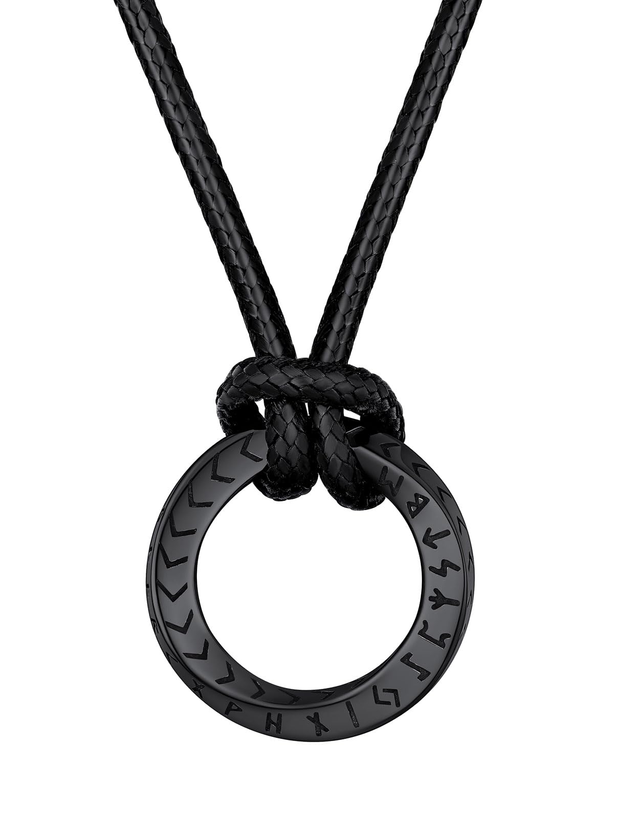 FaithHeart Lederkette Herren Damen Leder Halskette Männer Kette mit Runen Anhänger Edelstahl Lederband mit Mobius Rund/Dreieck/Unendlichkeit Kunstleder Lederhalsband verstellbar Wikinger Schmuck