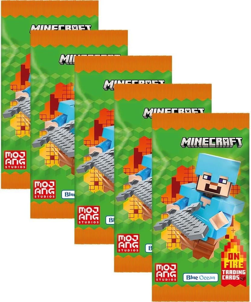 Bundle mit Minecraft Serie 3 Trading Cards - 1 Leere Sammelmappe + 5 Booster + Exklusive Collect-it Hüllen