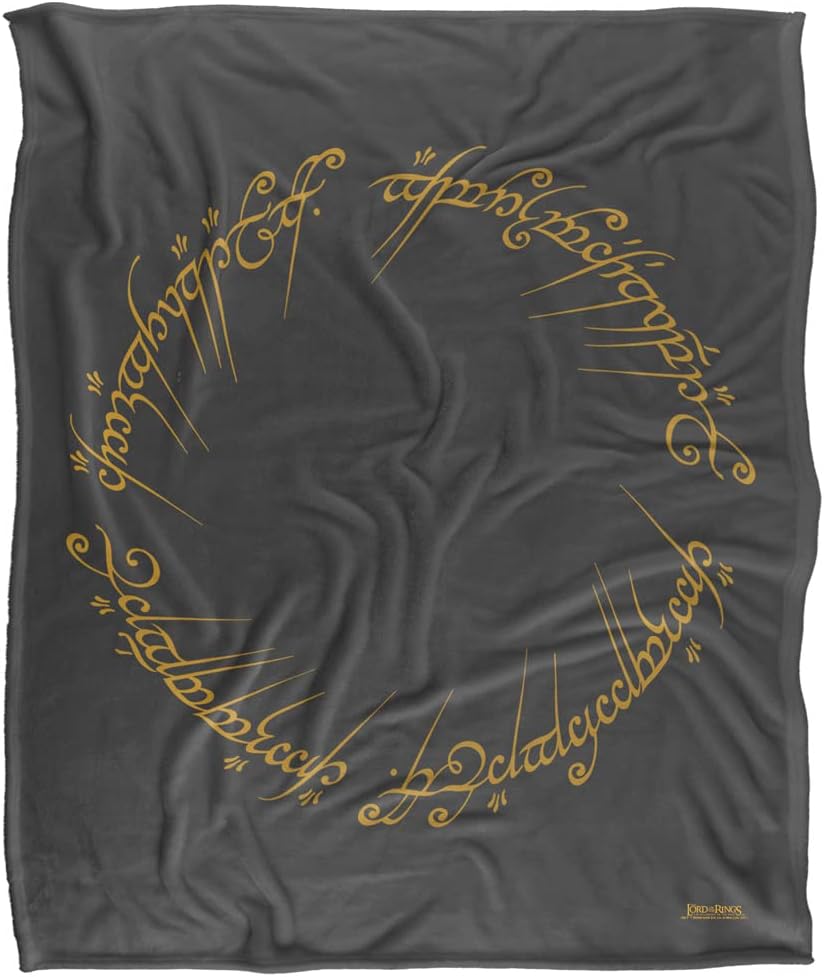 LOGOVISION Lord of THE RINGSOptimalweiche Kuscheldecke mit dem Logo Herr der Ringe, seidig, 152 x 127 cm