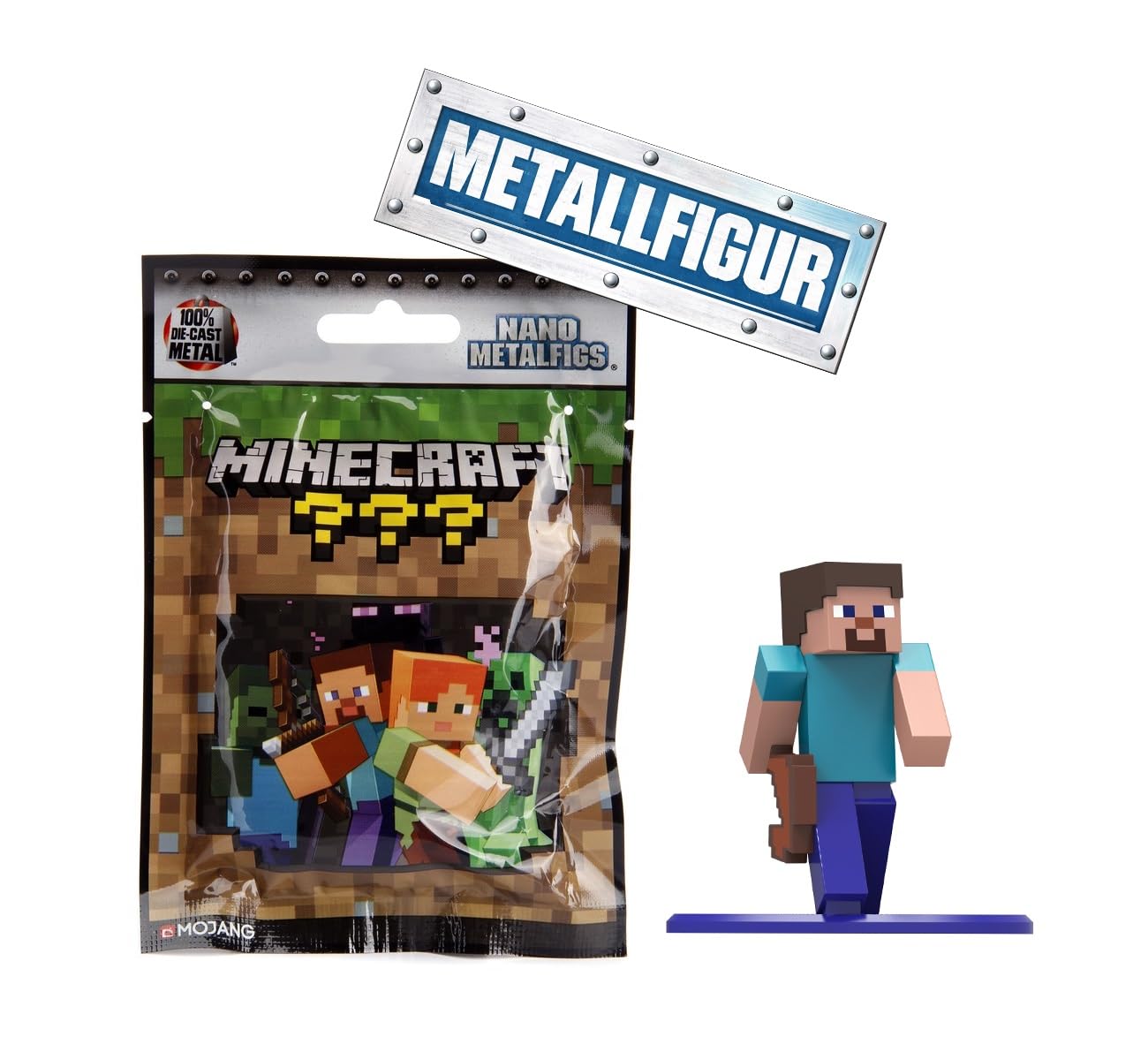 Jada Toys Minecraft Figur (1 Stück in Mystery Blind-Tüte) - 1 von 13 detaillierten Nano Sammelfiguren aus Metall für Fans und Kinder ab 3 Jahre, Welle 5, Auswahl per Zufallslos, je ca. 4 cm