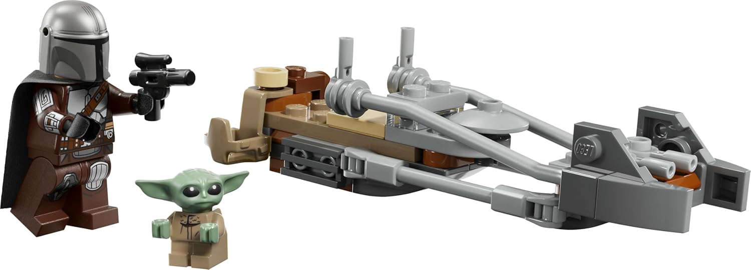 LEGO Star Wars Der Mandalorianer und Grogu auf ihrem Speeder Bike - Set mit Fahrzeug und 2 Star Wars Figuren für Actionabenteuer - Geschenk für Kinder ab 6 Jahren - 75436
