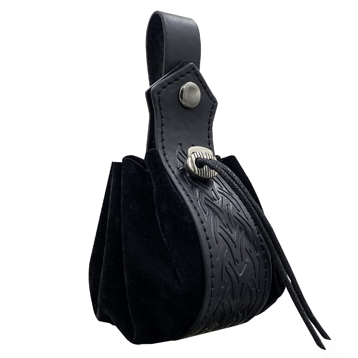 HiiFeuer Mittelalterliche Kunstledertasche mit Kordelzug, Retro, nordische Geldbörse, Vintage-Gürteltasche, Würfeltasche für LARP Ren Faire
