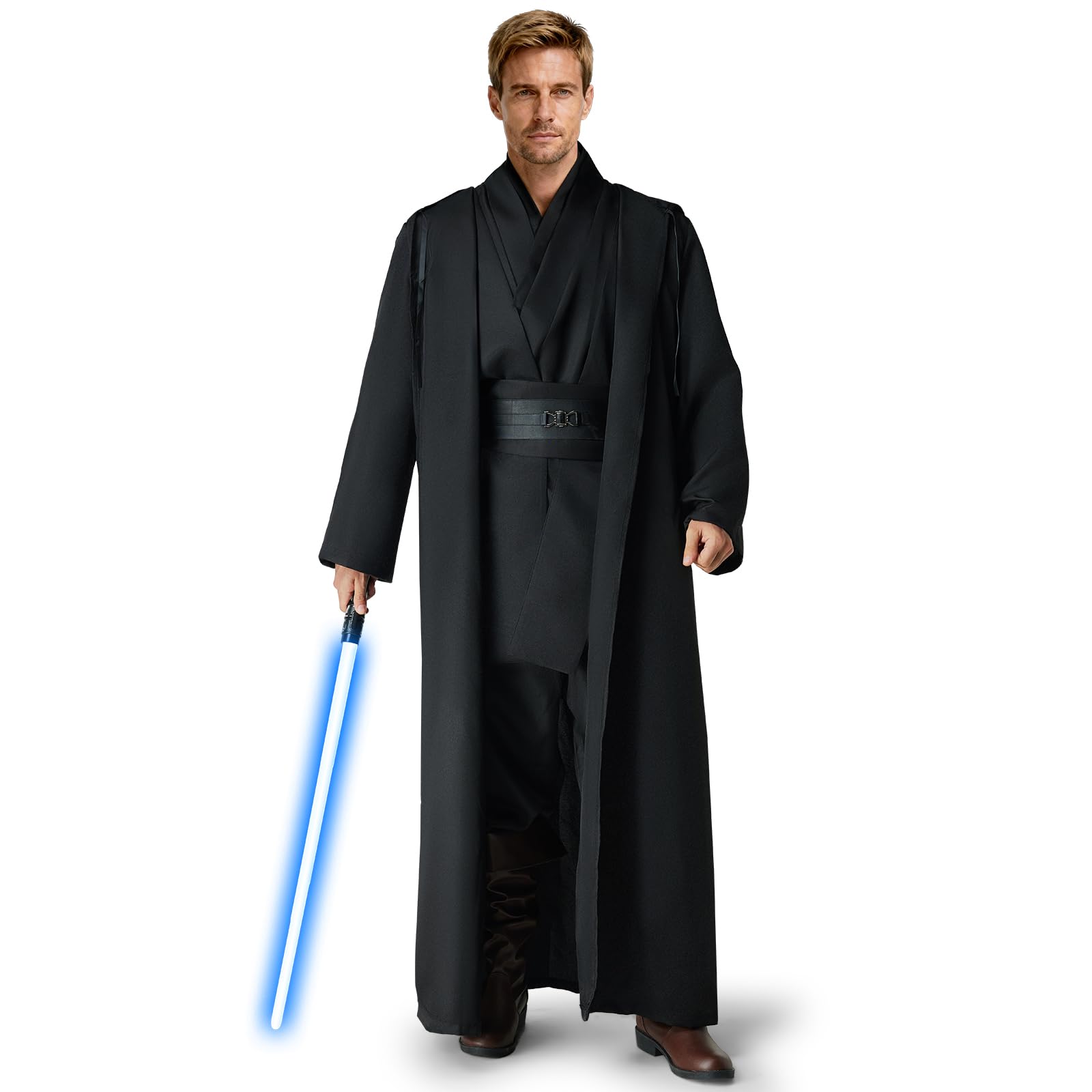 jedi-Kostüm Herren, jedi-Robe Herren Set jedis-Outfit Erwachsene jedis-Kleidung Erwachsene mit Blau Lightsaber, Kapuzenumhang und Mittelalter Tunika für Halloween, Karneval