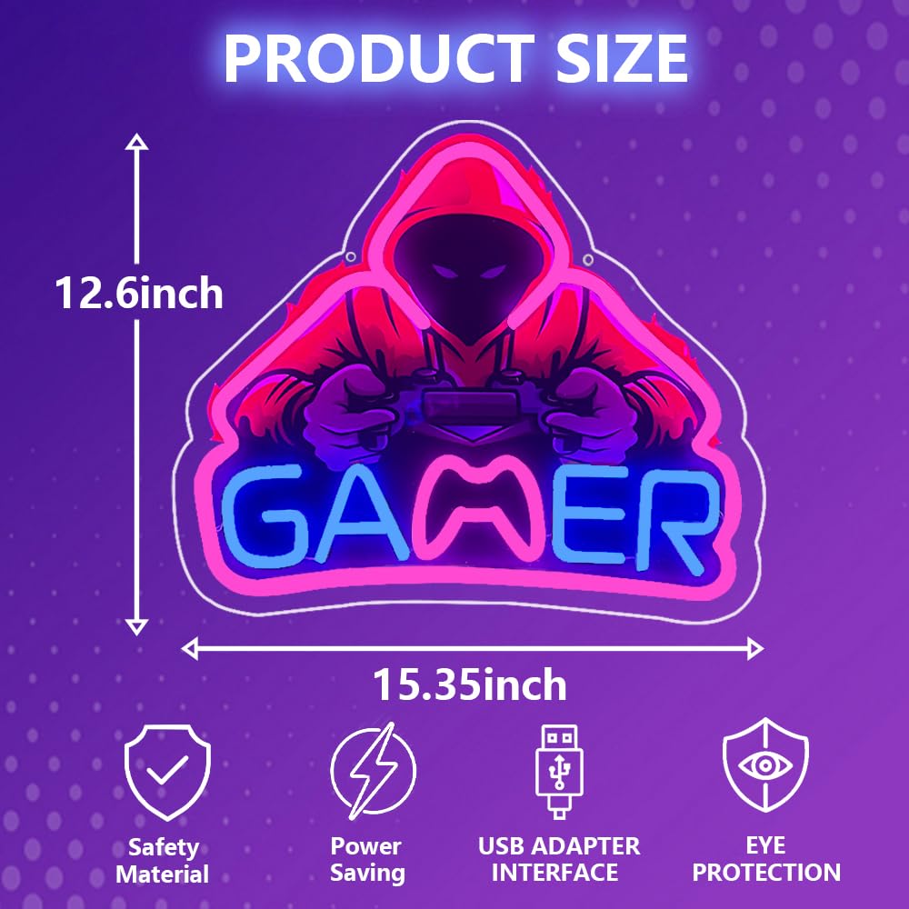 Gaming-Zone Neonschild, Spielplatz für Jugendliche, Neonschild, Dekoration für Spielzimmer, LED, Neon, Spiel, Geschenk für Jungen und Kinder